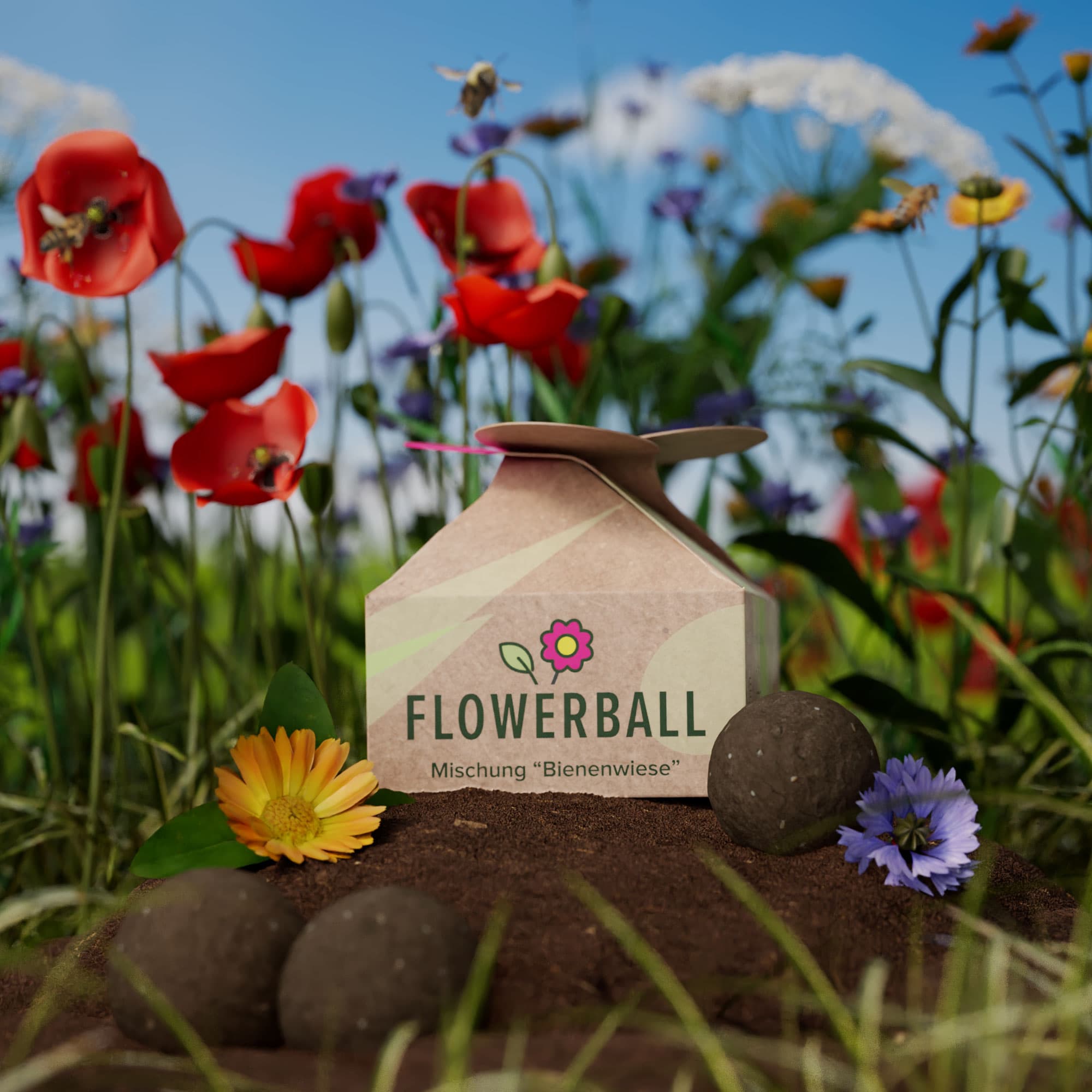 Seedbomb Set - Flower-Ball "Bienenwiese" - torffrei, Bild 2